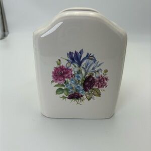 Vintage Athena White Ceramic Floral Tissue Box Holder
